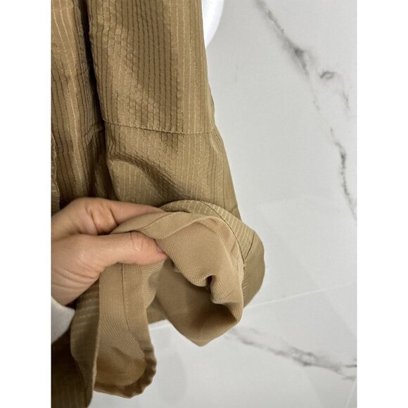 Banana Republic 100% Silk Dress Knee Length Button-Up Tan Sz 0 Neutral C… - Picture 8 of 11